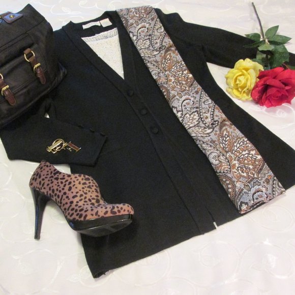 Express Sweaters - EXPRESS TRICOT BLACK TUNIC V NECK SWEATER/BLAZER/CARDIGAN